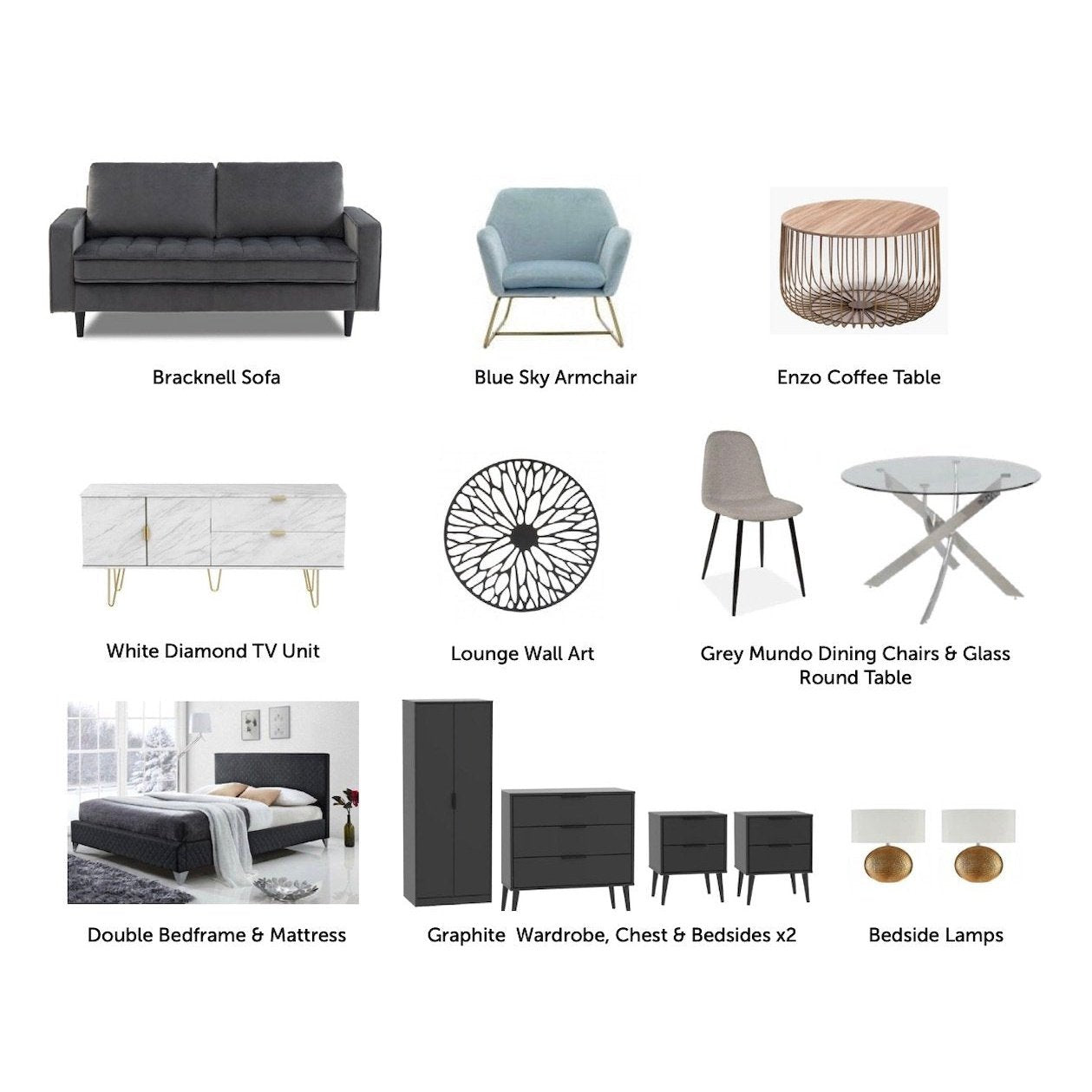 Graphite furniture package products | Manor Interiors